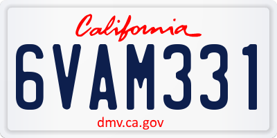 CA license plate 6VAM331