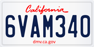 CA license plate 6VAM340