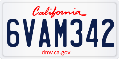 CA license plate 6VAM342