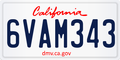 CA license plate 6VAM343