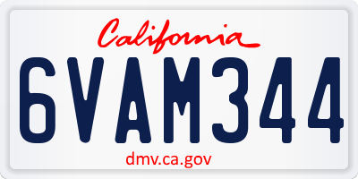 CA license plate 6VAM344