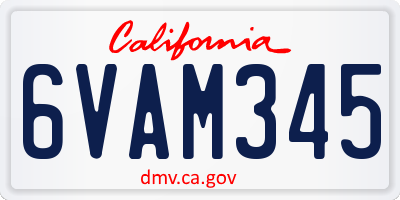 CA license plate 6VAM345