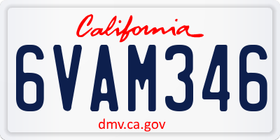 CA license plate 6VAM346