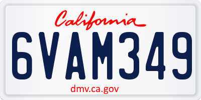 CA license plate 6VAM349