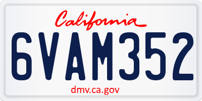 CA license plate 6VAM352