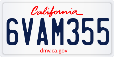 CA license plate 6VAM355