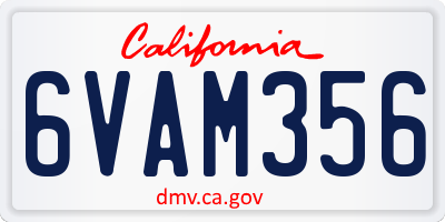 CA license plate 6VAM356
