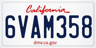 CA license plate 6VAM358