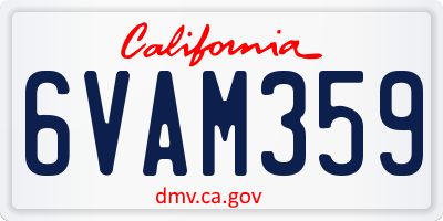 CA license plate 6VAM359