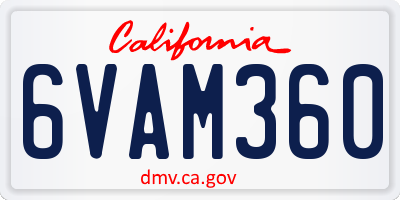 CA license plate 6VAM360