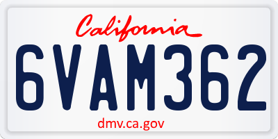 CA license plate 6VAM362