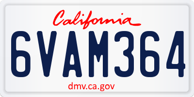 CA license plate 6VAM364