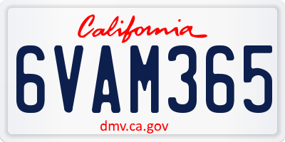 CA license plate 6VAM365