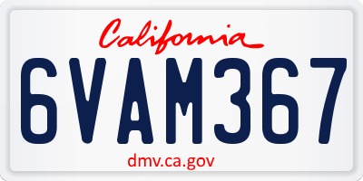 CA license plate 6VAM367