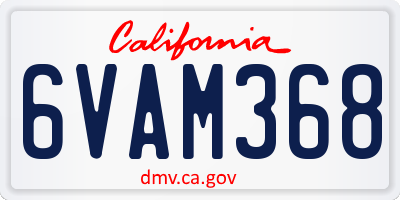 CA license plate 6VAM368