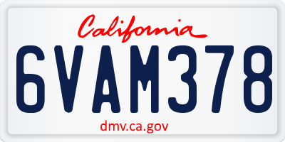 CA license plate 6VAM378