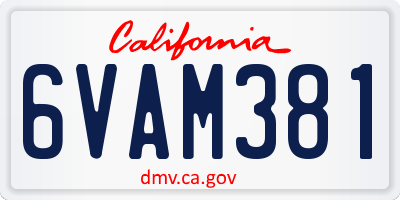 CA license plate 6VAM381