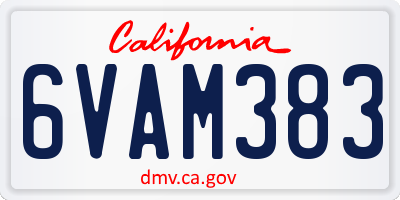 CA license plate 6VAM383