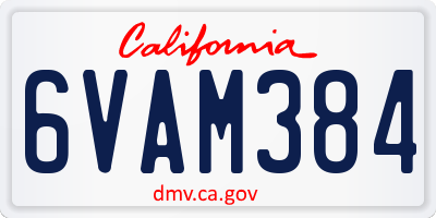 CA license plate 6VAM384