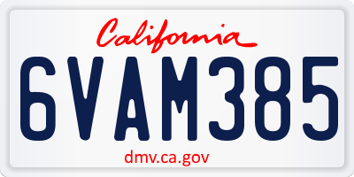 CA license plate 6VAM385