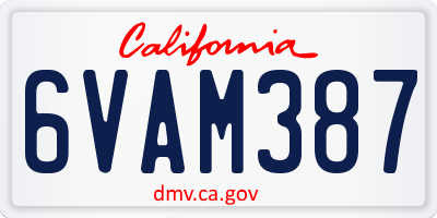 CA license plate 6VAM387