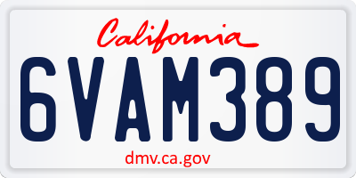 CA license plate 6VAM389