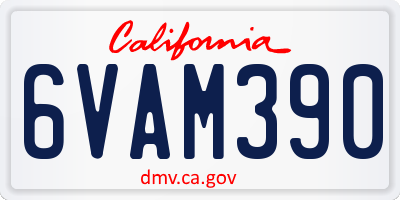 CA license plate 6VAM390