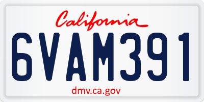 CA license plate 6VAM391