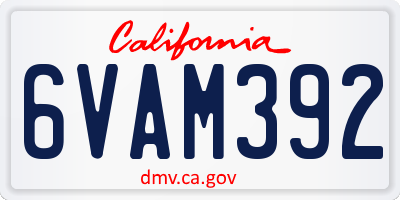 CA license plate 6VAM392