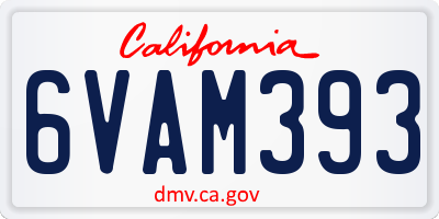 CA license plate 6VAM393