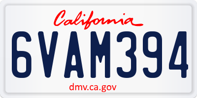 CA license plate 6VAM394