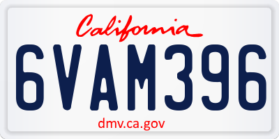 CA license plate 6VAM396