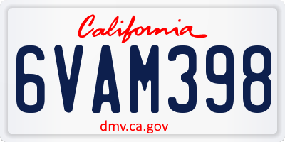 CA license plate 6VAM398