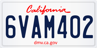 CA license plate 6VAM402