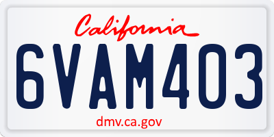 CA license plate 6VAM403
