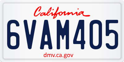 CA license plate 6VAM405