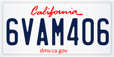 CA license plate 6VAM406