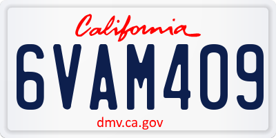 CA license plate 6VAM409