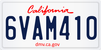 CA license plate 6VAM410
