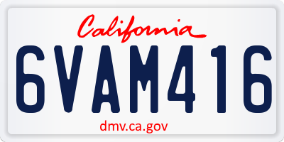 CA license plate 6VAM416