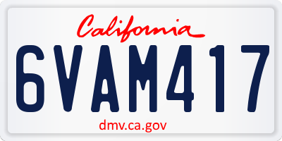 CA license plate 6VAM417