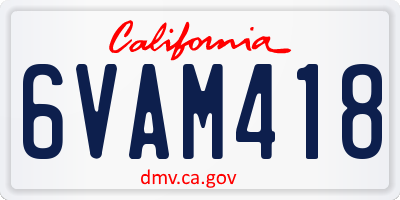 CA license plate 6VAM418