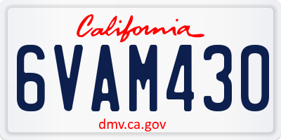 CA license plate 6VAM430