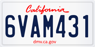 CA license plate 6VAM431