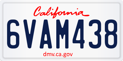 CA license plate 6VAM438