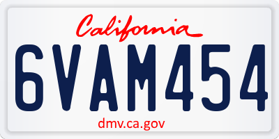 CA license plate 6VAM454