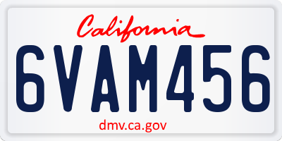 CA license plate 6VAM456