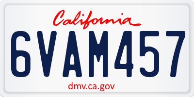 CA license plate 6VAM457