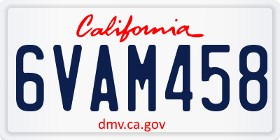 CA license plate 6VAM458