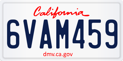 CA license plate 6VAM459